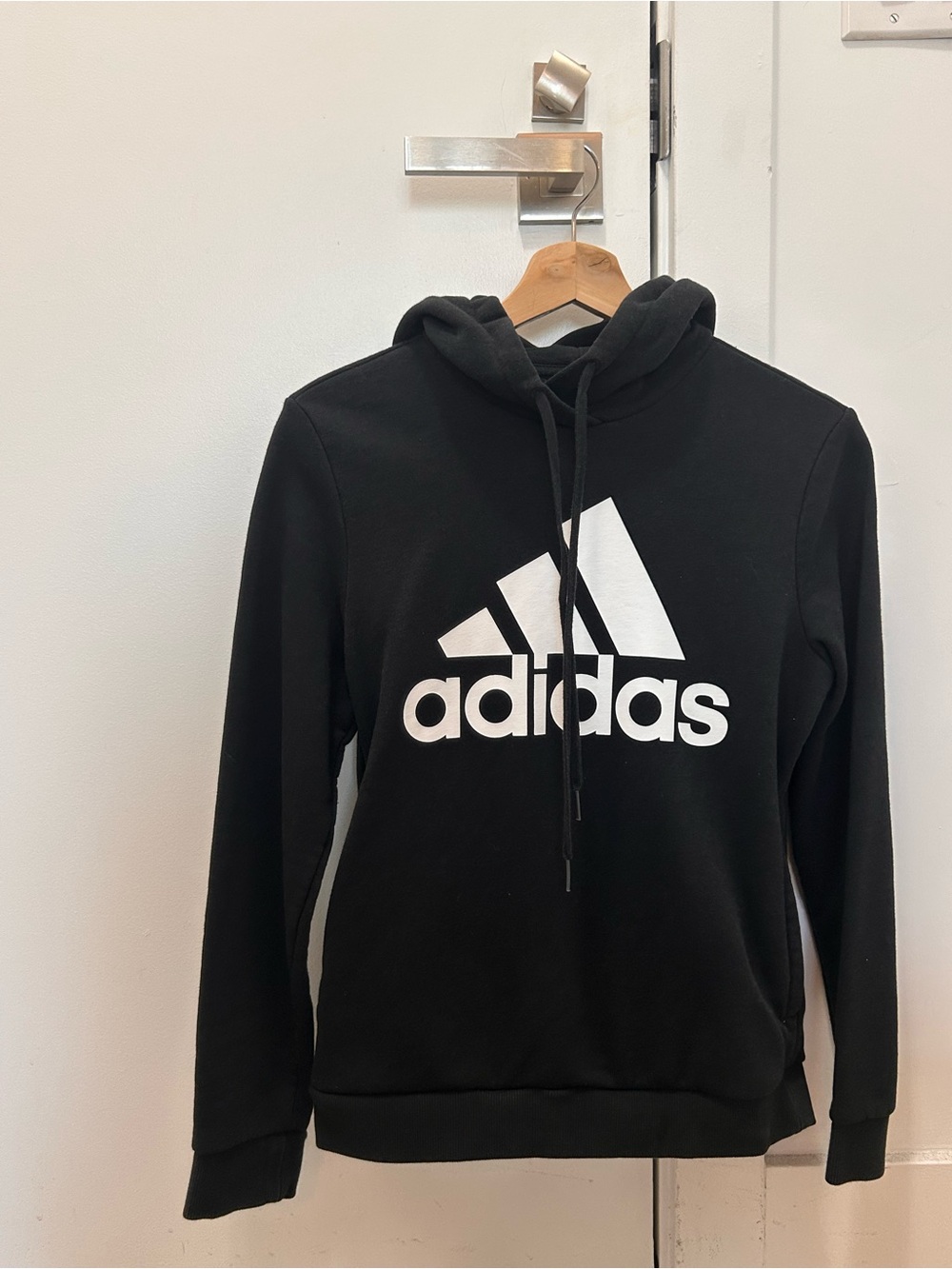 adidas Black Hoodie with White Trefoil Logo